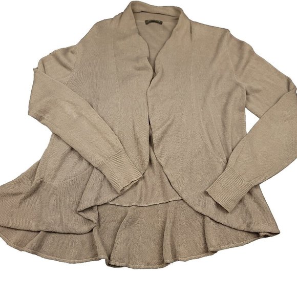 Repeat Jackets & Blazers - Repeat Womens L - 42 -‎ Sweater Easy Knit Open Front Tan Cardigan Size 42 US L